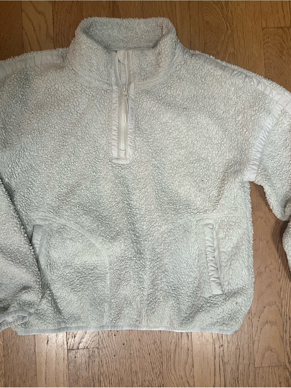 Athleta Girl Cream Sherpa Half-Zip Pullover age 14